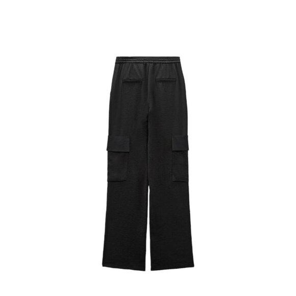 COPY - ZARA SATIN CARGO TROUSERS BLACK SIZE S | 2634/851/800 - Picture 1 of 4